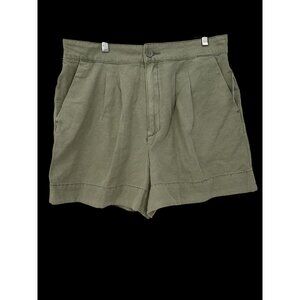 Joie Womens Shorts Green Size Medium Pleated Short High Rise Cotton Linen Blend